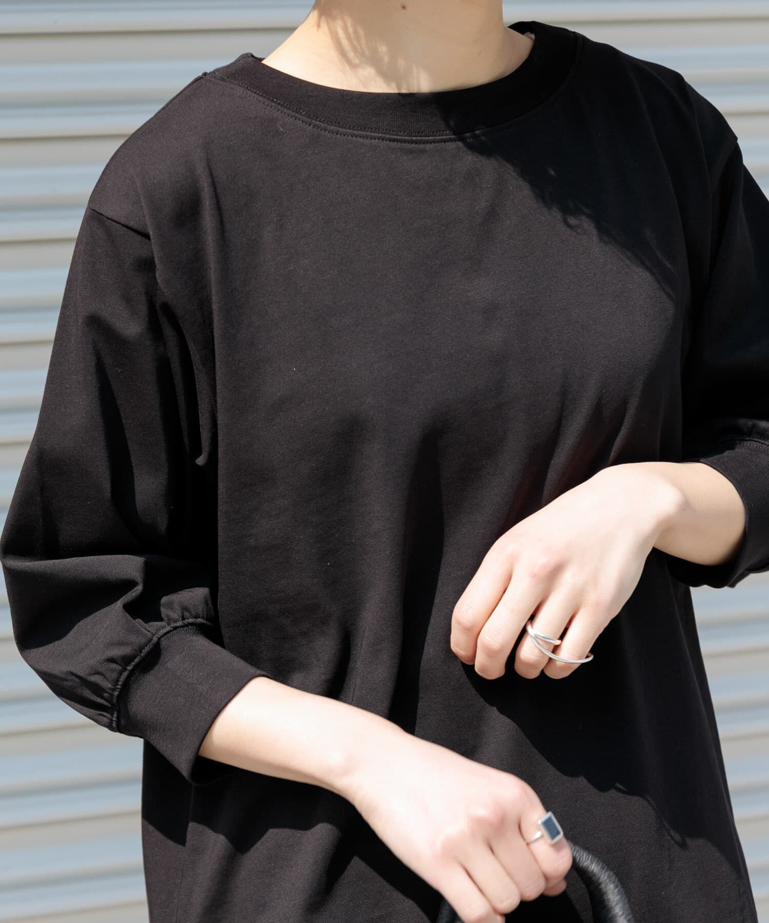 URBAN RESEARCH DOORS「FORK&SPOON　ハイツイストコットンギャザースリーブTシャツ」|Tシャツ・カットソー|