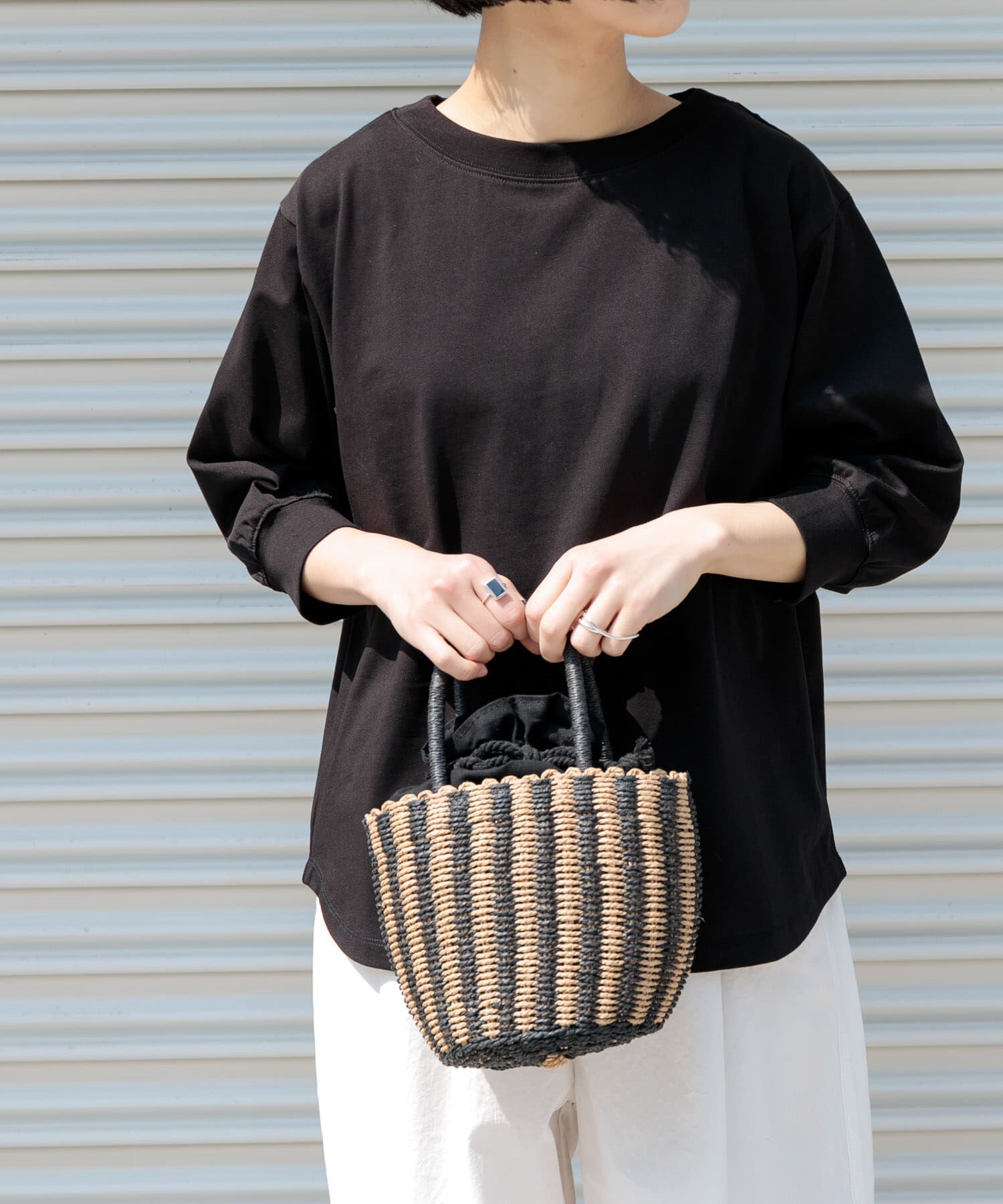 URBAN RESEARCH DOORS「FORK&SPOON　ハイツイストコットンギャザースリーブTシャツ」|Tシャツ・カットソー|