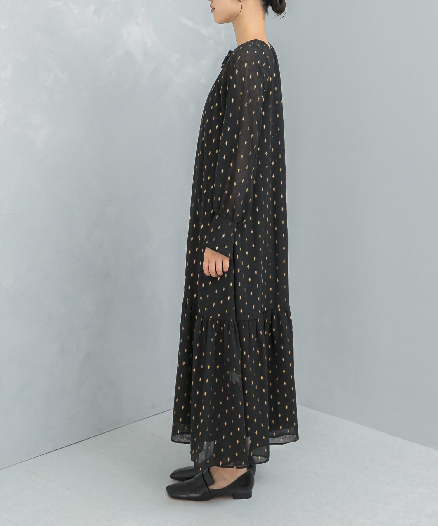 URBAN RESEARCH ROSSO「ラメシアーデザインスリーブロングワンピース」|ワンピース|