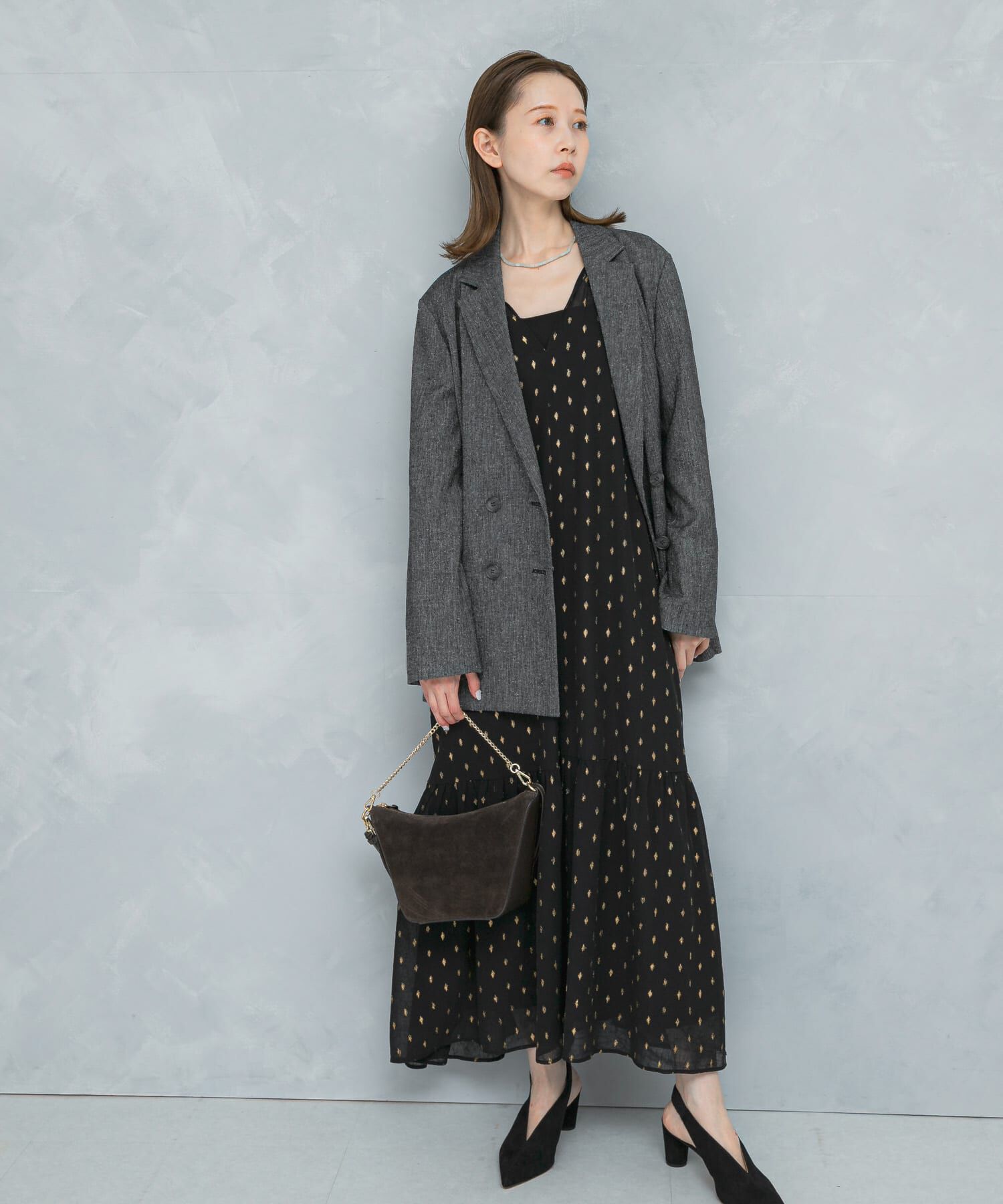 URBAN RESEARCH ROSSO「ラメシアーデザインスリーブロングワンピース」|ワンピース|