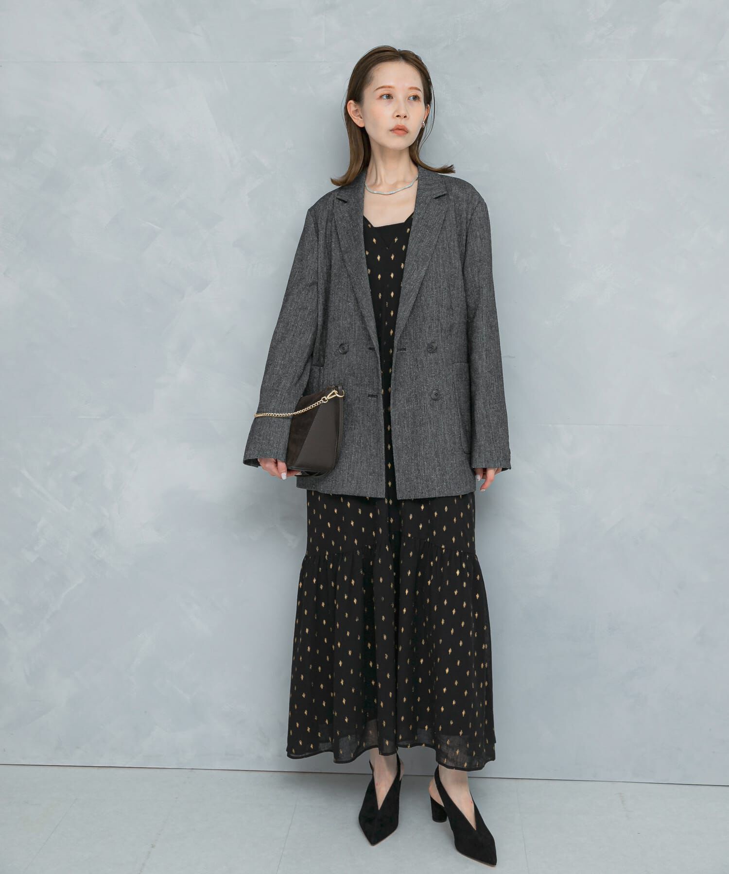 URBAN RESEARCH ROSSO「ラメシアーデザインスリーブロングワンピース」|ワンピース|