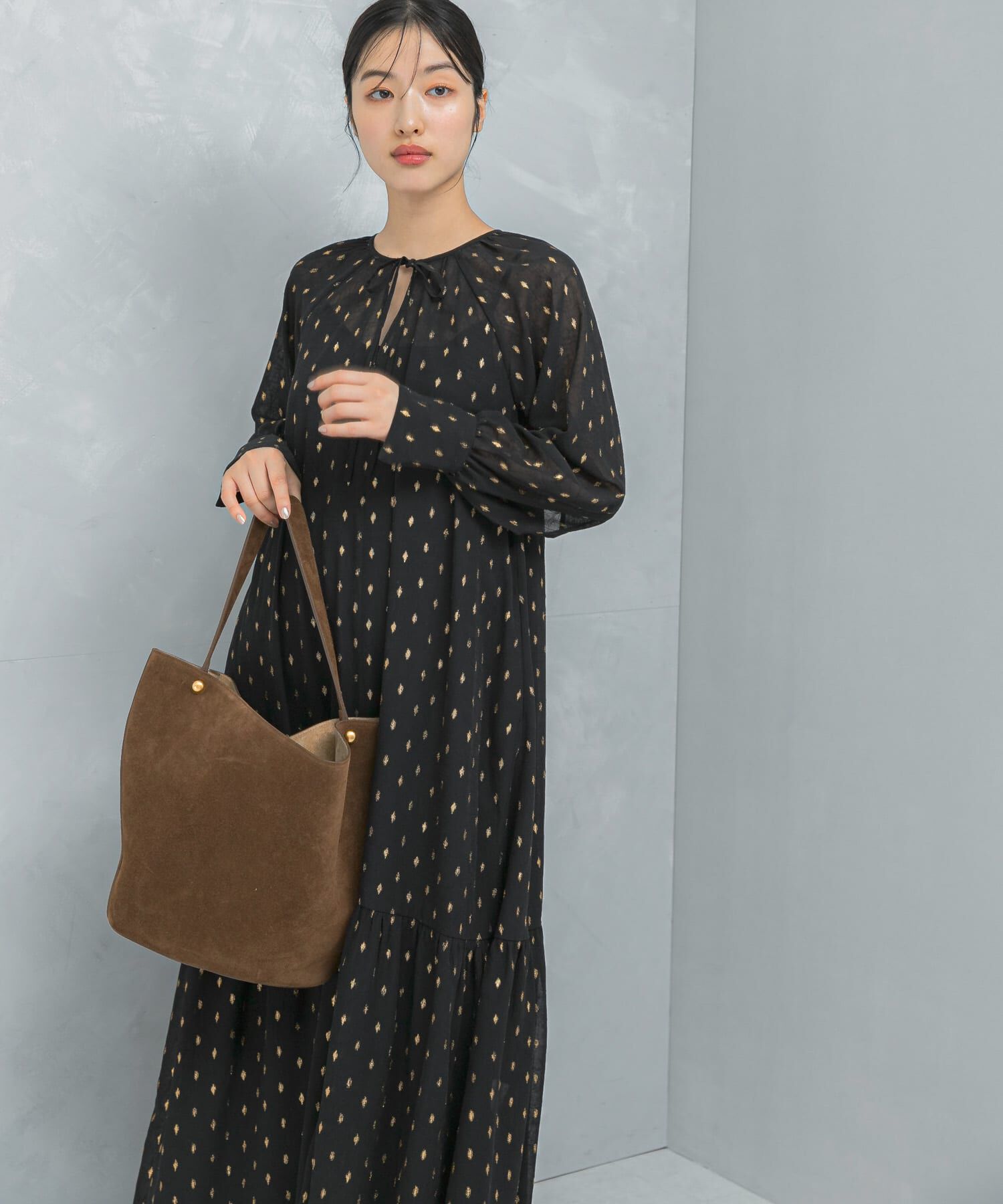 URBAN RESEARCH ROSSO「ラメシアーデザインスリーブロングワンピース」|ワンピース|