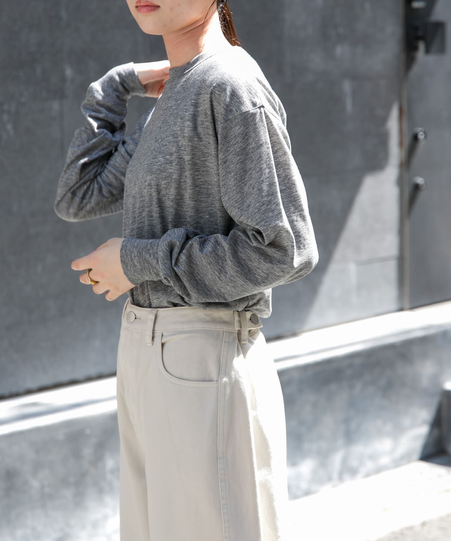 URBAN RESEARCH DOORS「FORK&SPOON　ウール混クルーネックカットソー」|Tシャツ・カットソー|