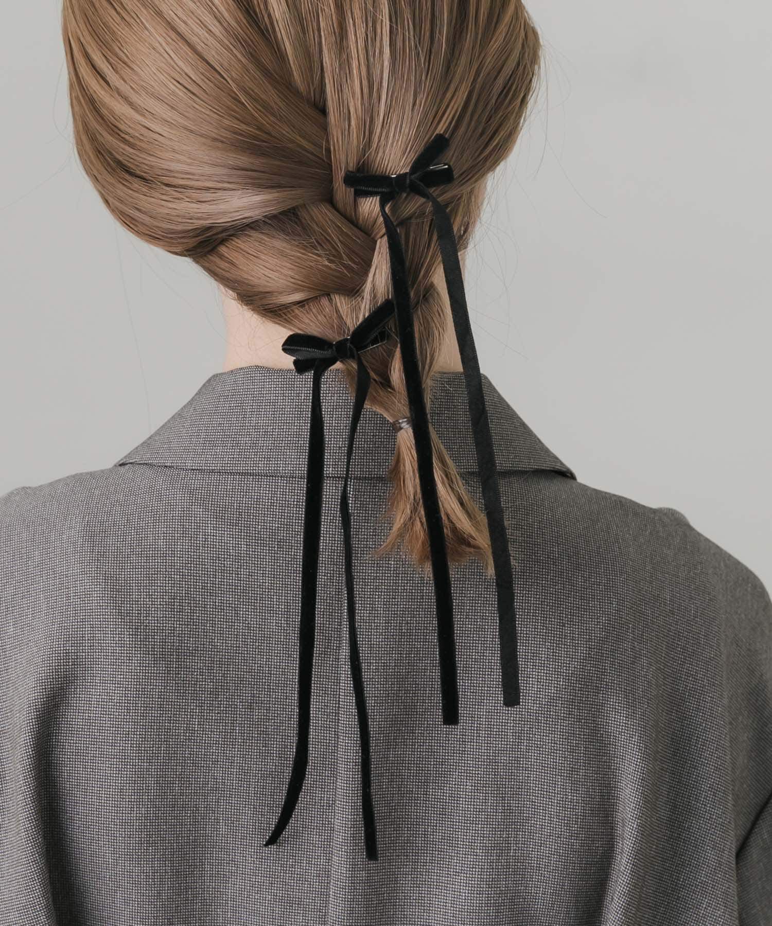 SMELLY「ベロアリボン2セットヘアピン」|その他|ブラック