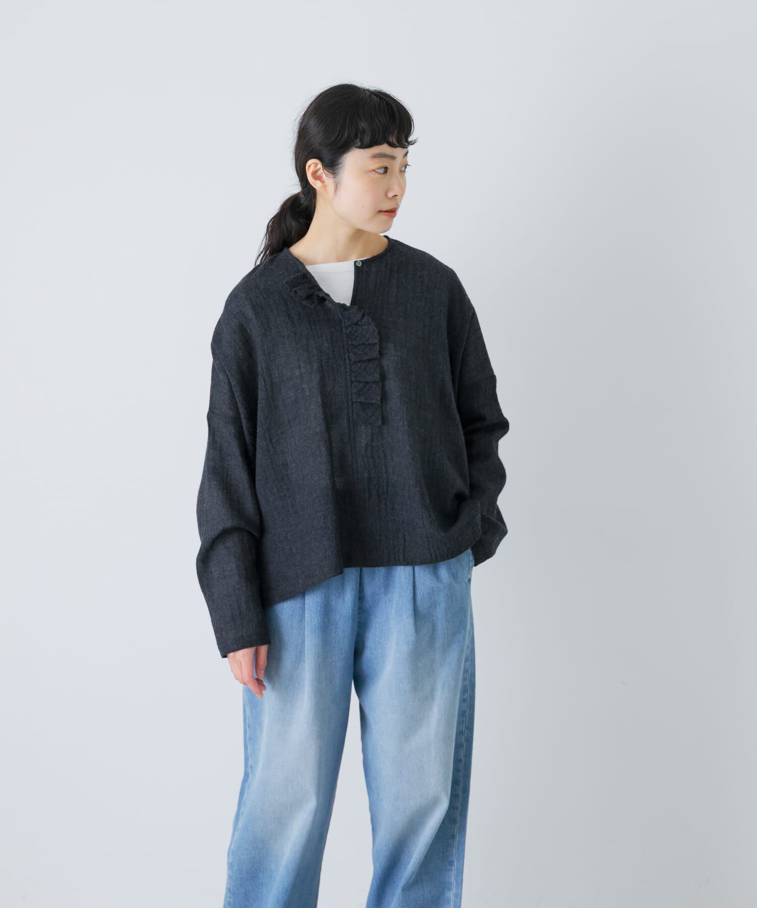 かぐれ「ウールワイドフリルプルオーバー」|シャツ・ブラウス|