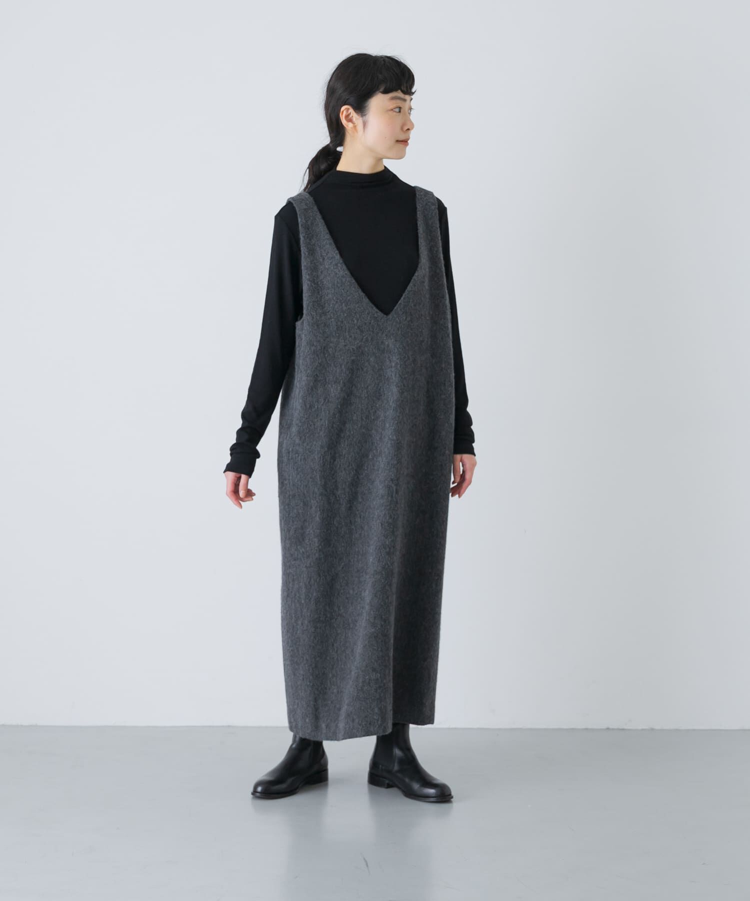 かぐれ「Vネックウールシャギーワンピース」|ワンピース|