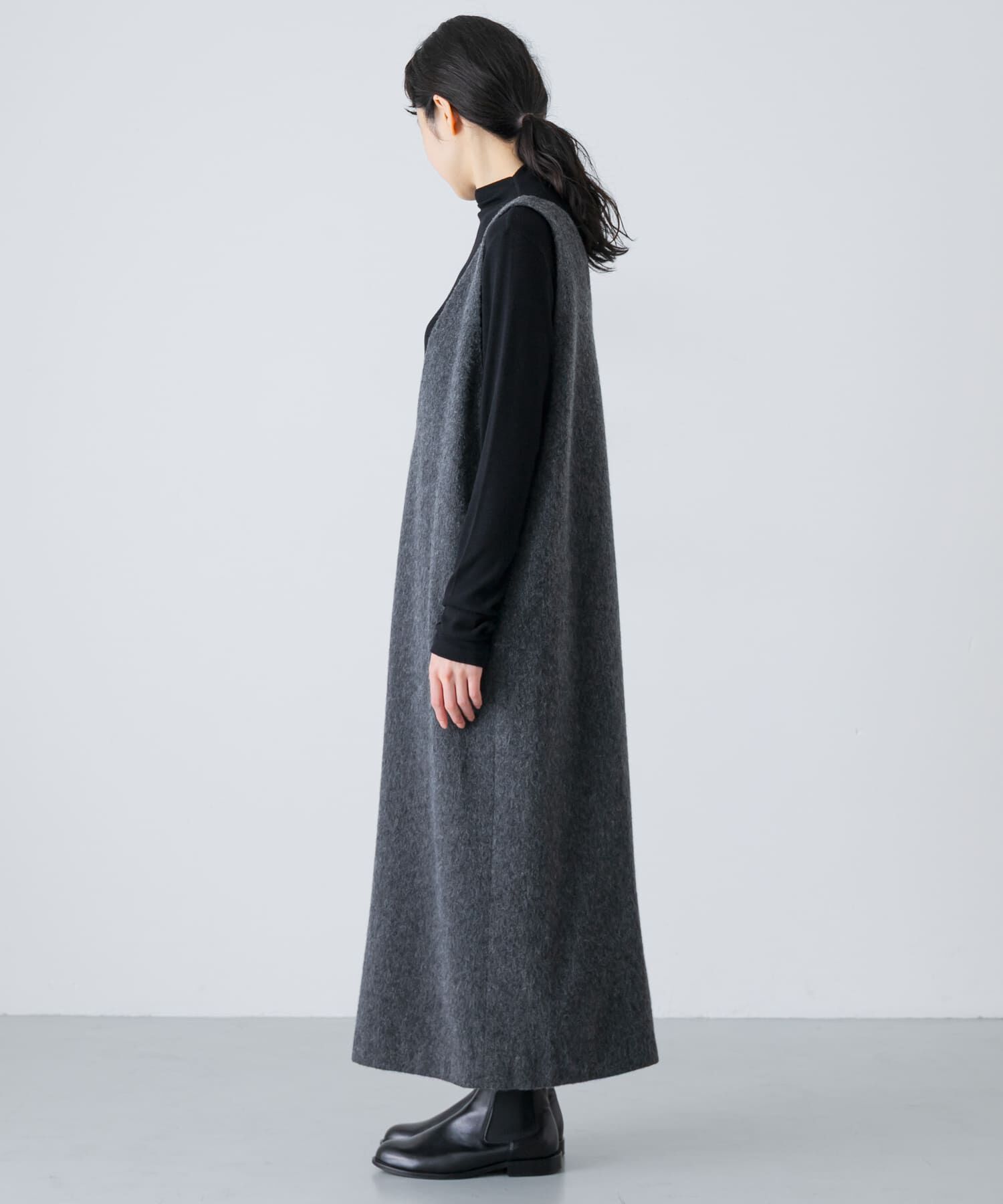 かぐれ「Vネックウールシャギーワンピース」|ワンピース|