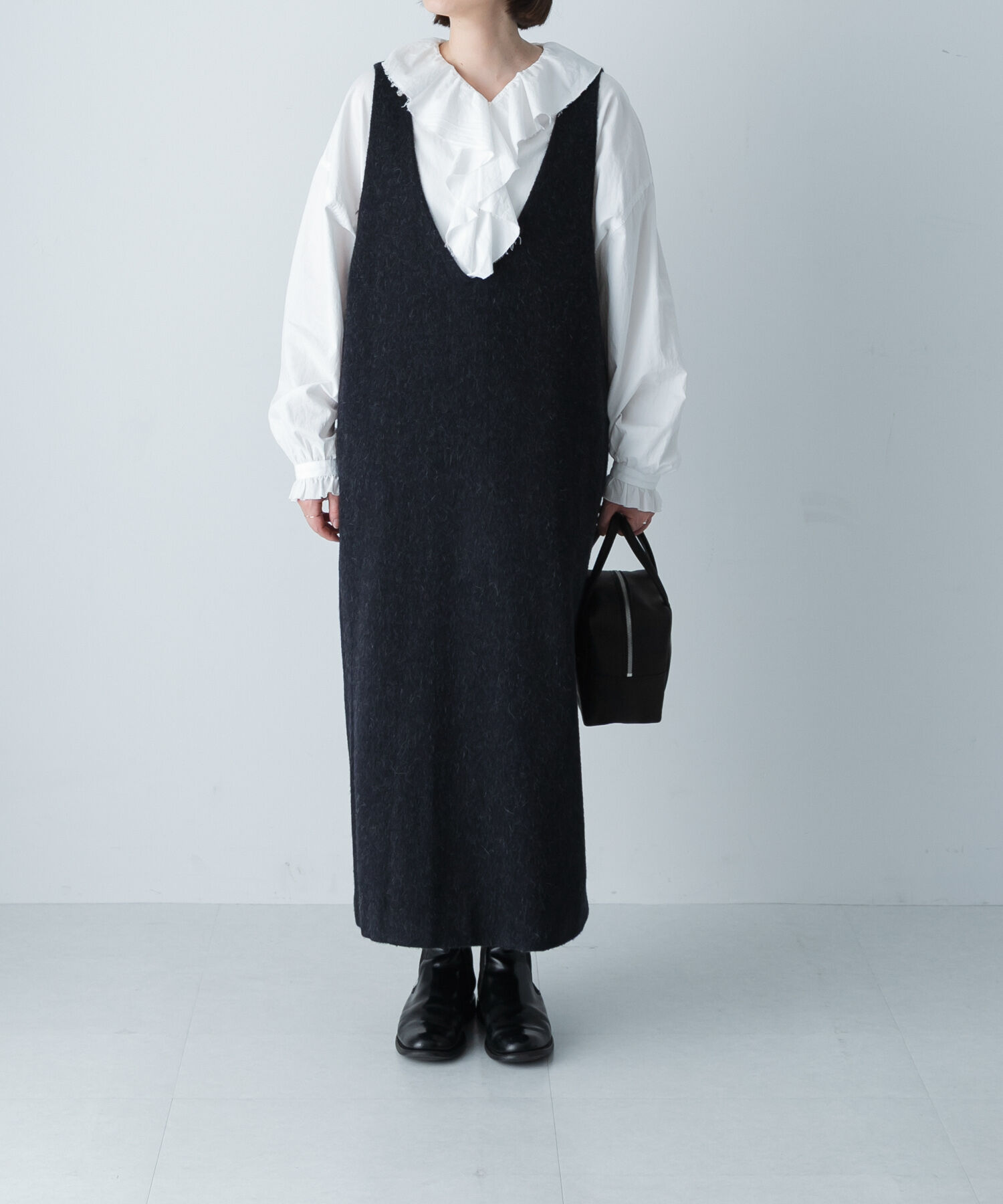 かぐれ「Vネックウールシャギーワンピース」|ワンピース|