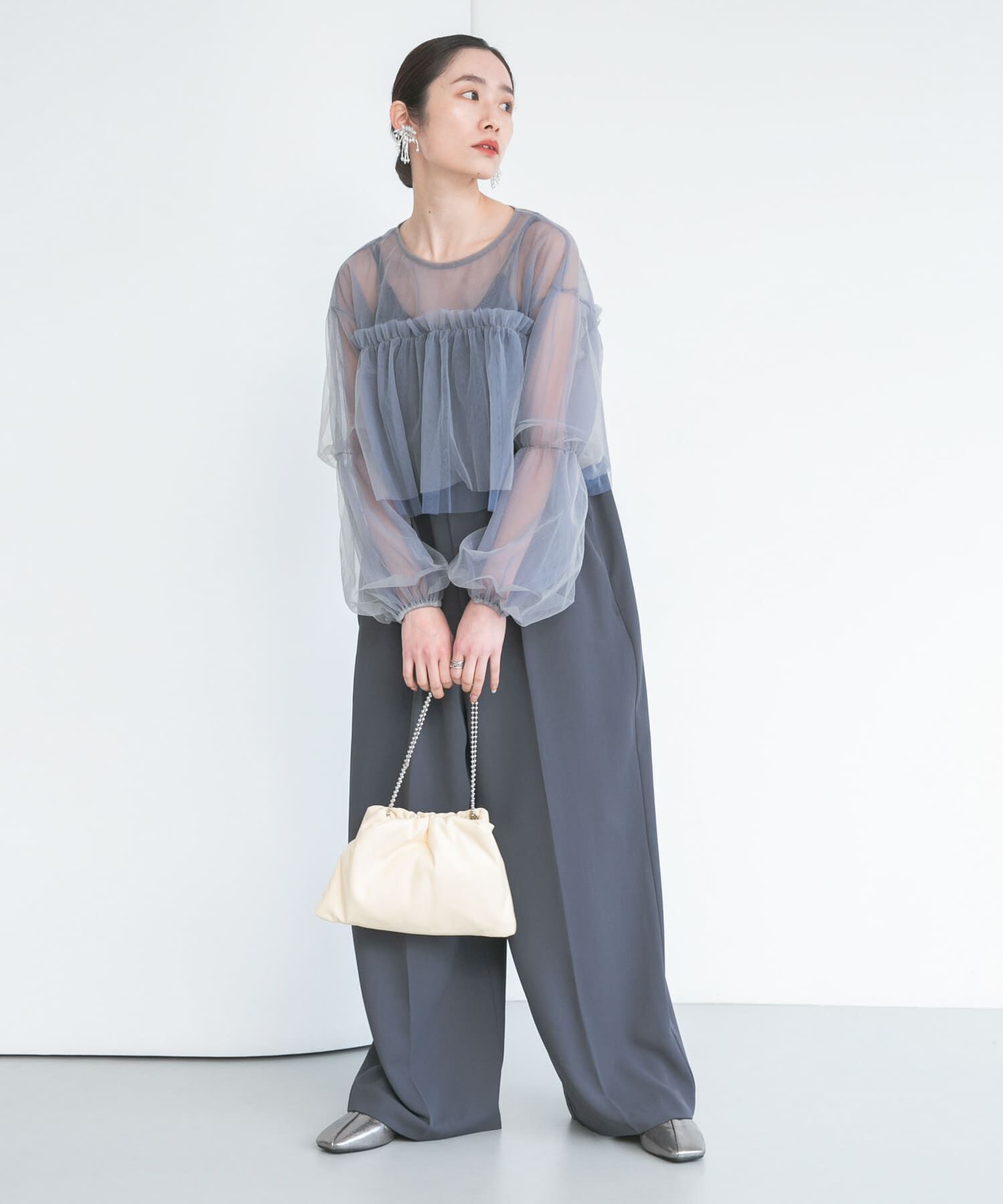  「ボールチェーンギャザーBAG」|ハンドバッグ|