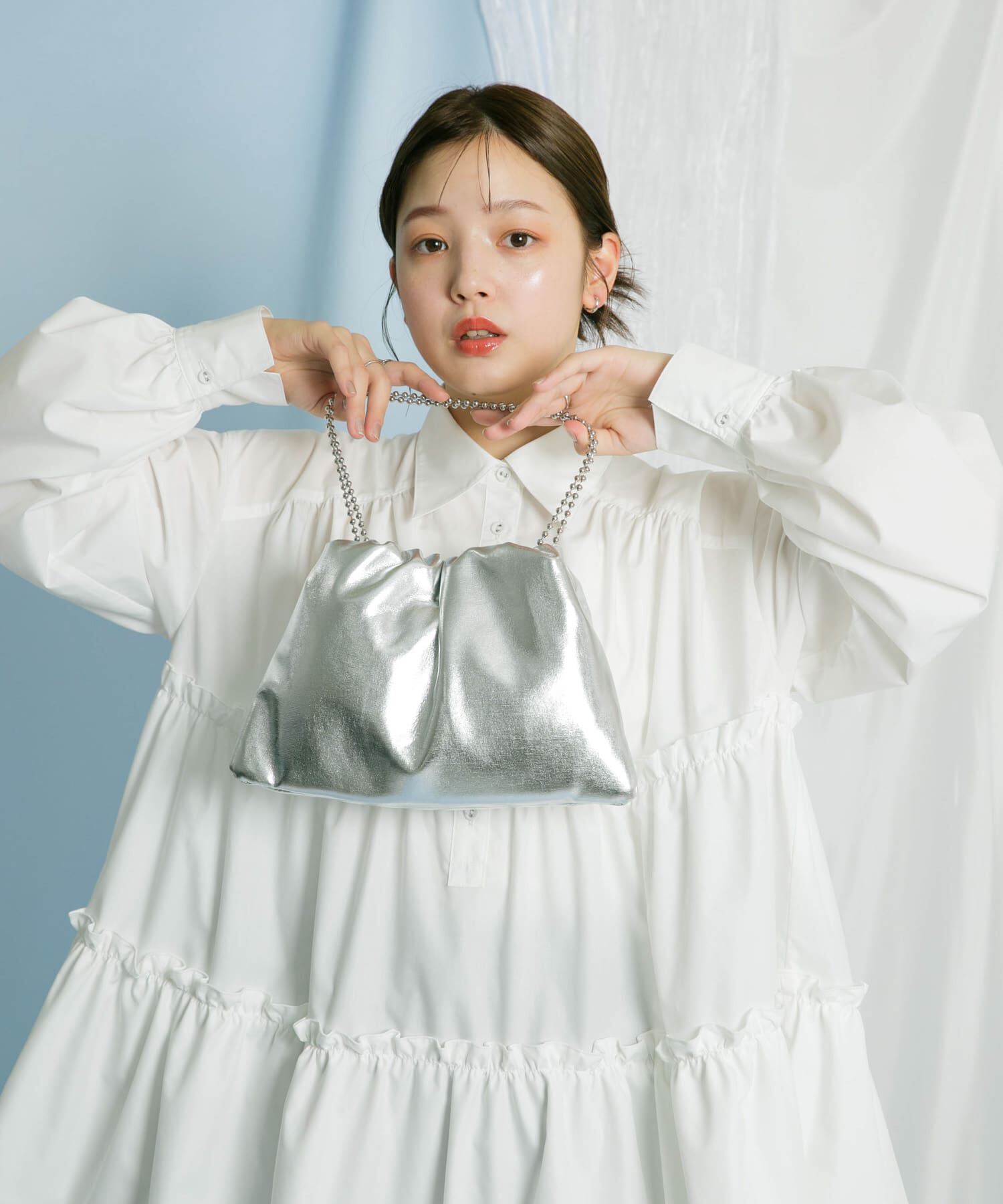  「ボールチェーンギャザーBAG」|ハンドバッグ|