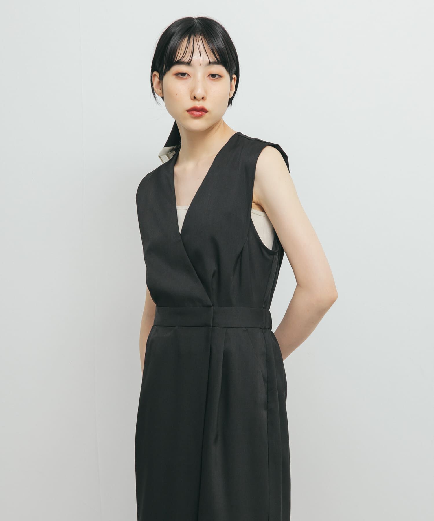  「カシュクールラップジャンパースカート」|ワンピース|