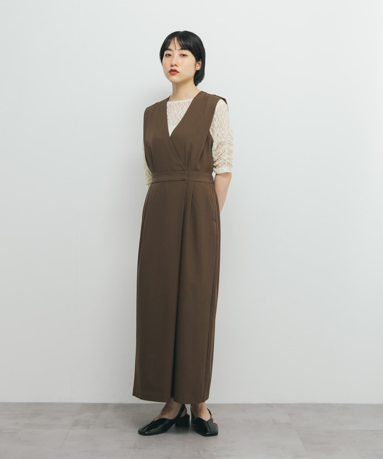  「カシュクールラップジャンパースカート」|ワンピース|