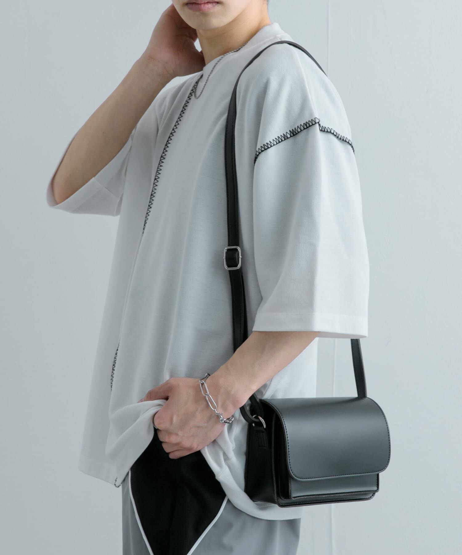 SENSE OF PLACE by URBAN RESEARCH「『ユニセックス』ブランケットステッチルーズTシャツ(5分袖)」|Tシャツ・カットソー|