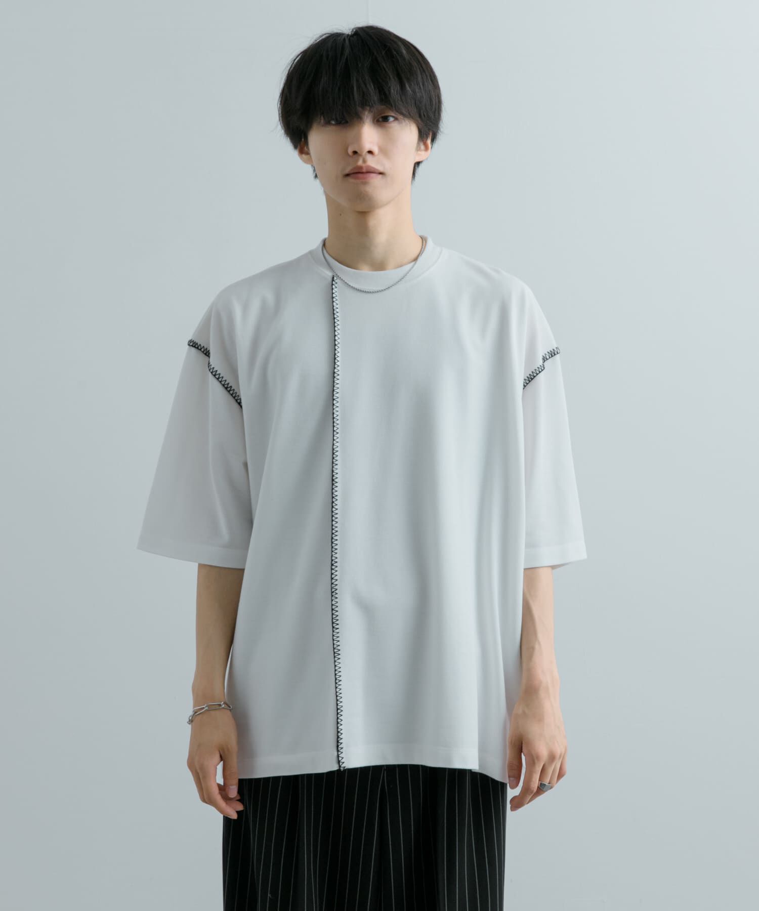 SENSE OF PLACE by URBAN RESEARCH「『ユニセックス』ブランケットステッチルーズTシャツ(5分袖)」|Tシャツ・カットソー|