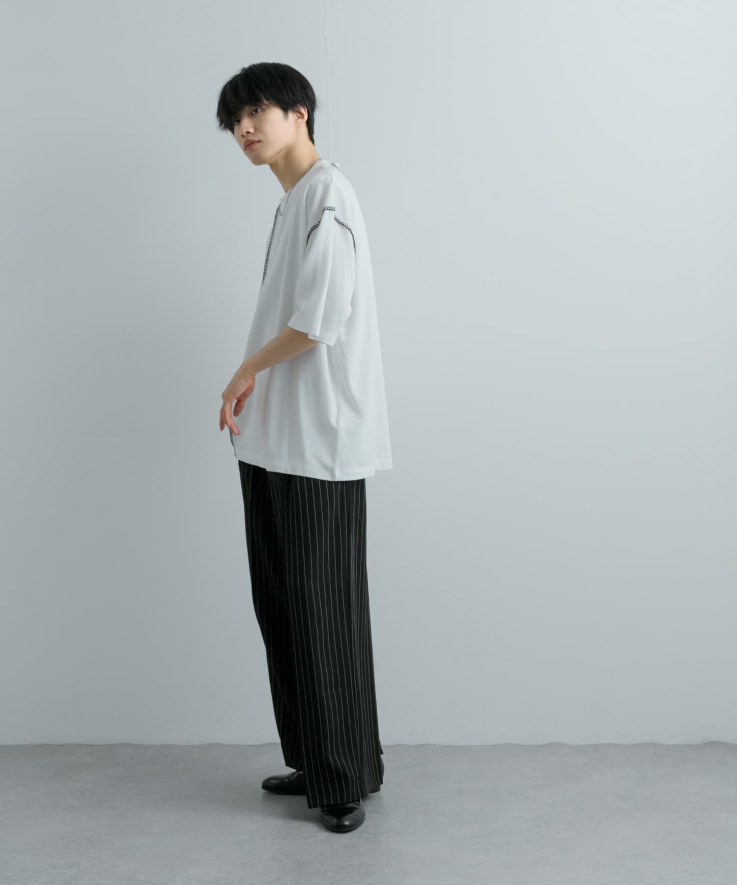 SENSE OF PLACE by URBAN RESEARCH「『ユニセックス』ブランケットステッチルーズTシャツ(5分袖)」|Tシャツ・カットソー|