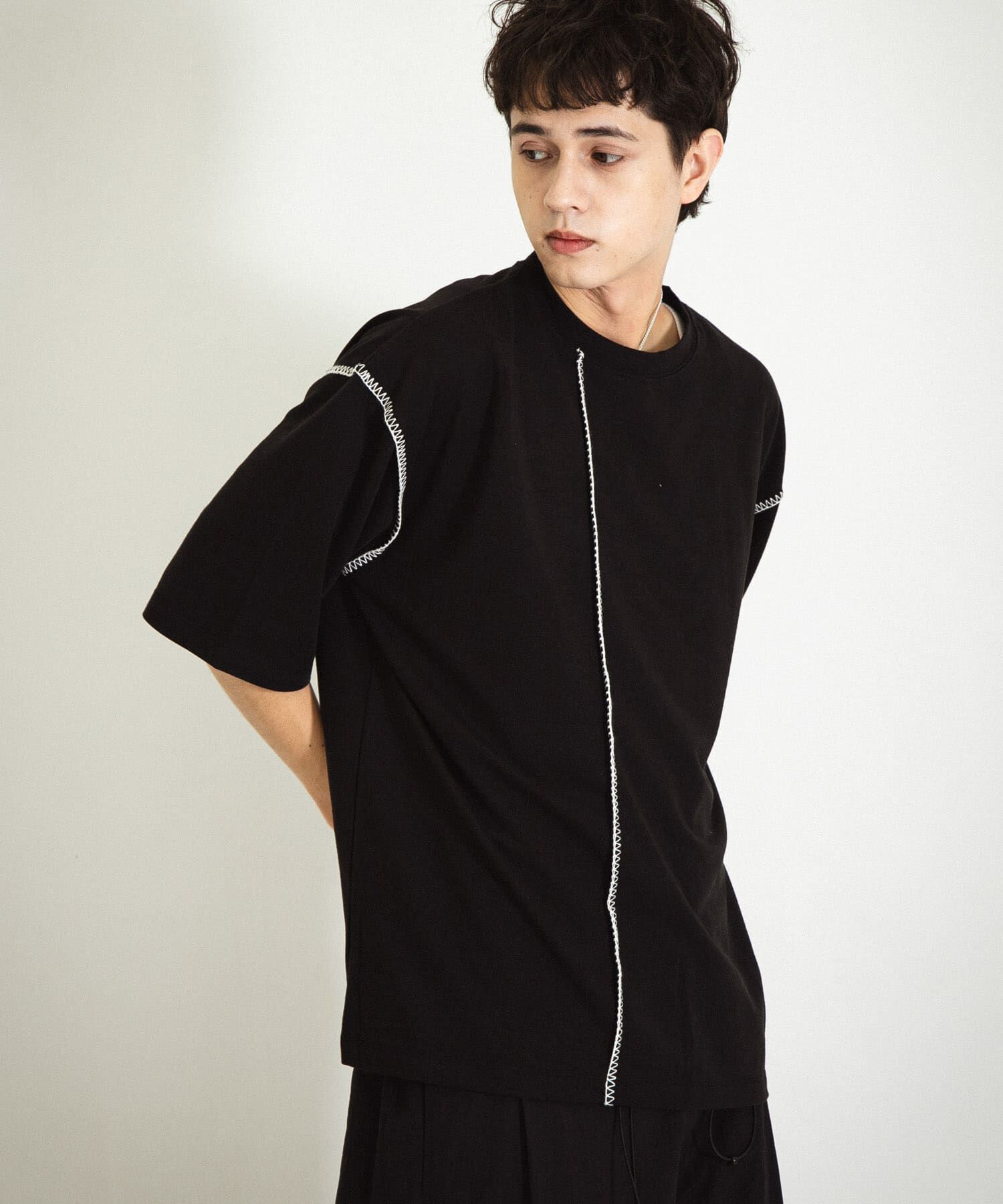 SENSE OF PLACE by URBAN RESEARCH「『ユニセックス』ブランケットステッチルーズTシャツ(5分袖)」|Tシャツ・カットソー|