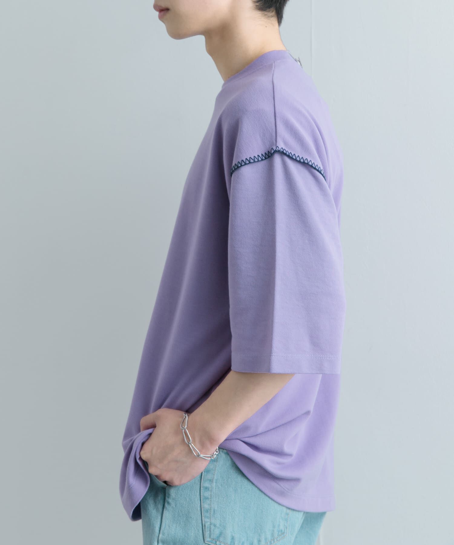 SENSE OF PLACE by URBAN RESEARCH「『ユニセックス』ブランケットステッチルーズTシャツ(5分袖)」|Tシャツ・カットソー|