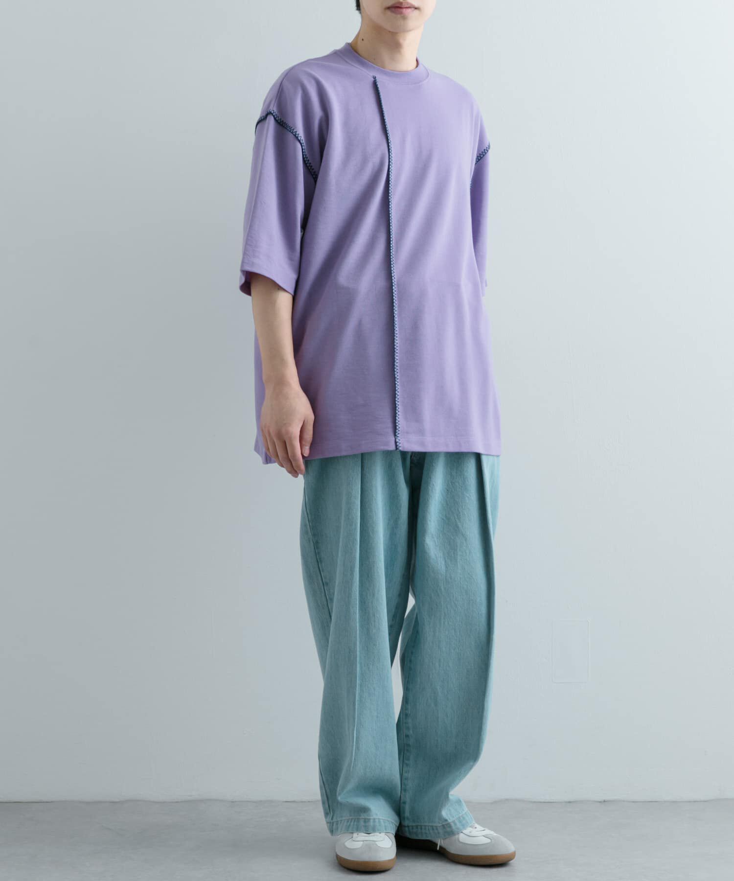 SENSE OF PLACE by URBAN RESEARCH「『ユニセックス』ブランケットステッチルーズTシャツ(5分袖)」|Tシャツ・カットソー|