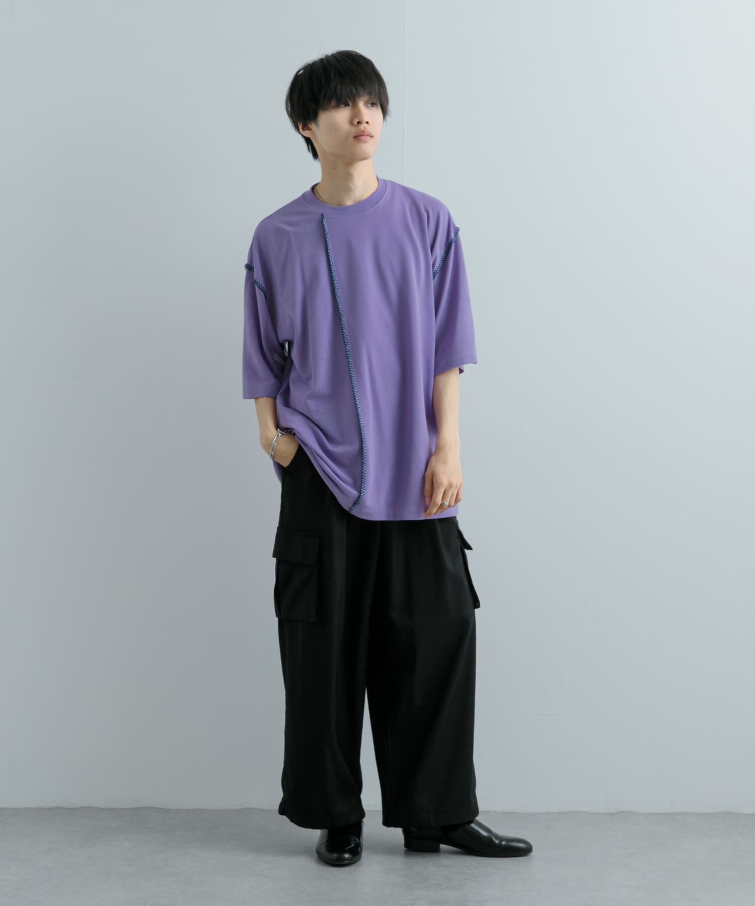 SENSE OF PLACE by URBAN RESEARCH「『ユニセックス』ブランケットステッチルーズTシャツ(5分袖)」|Tシャツ・カットソー|