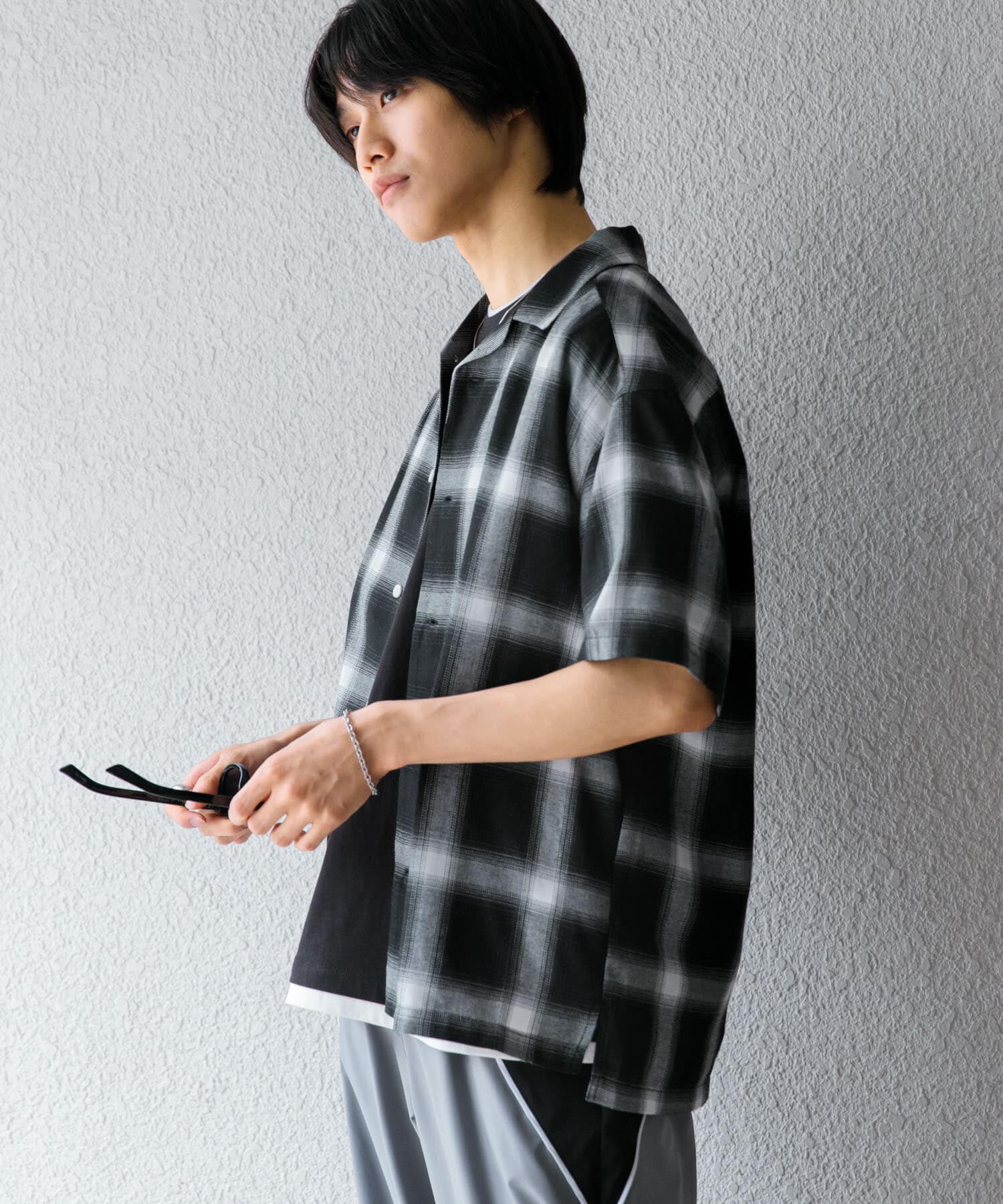 SENSE OF PLACE by URBAN RESEARCH「『Sサイズあり』『ユニセックス』オンブレチェックオープンカラーシャツ」|シャツ・ブラウス|その他1