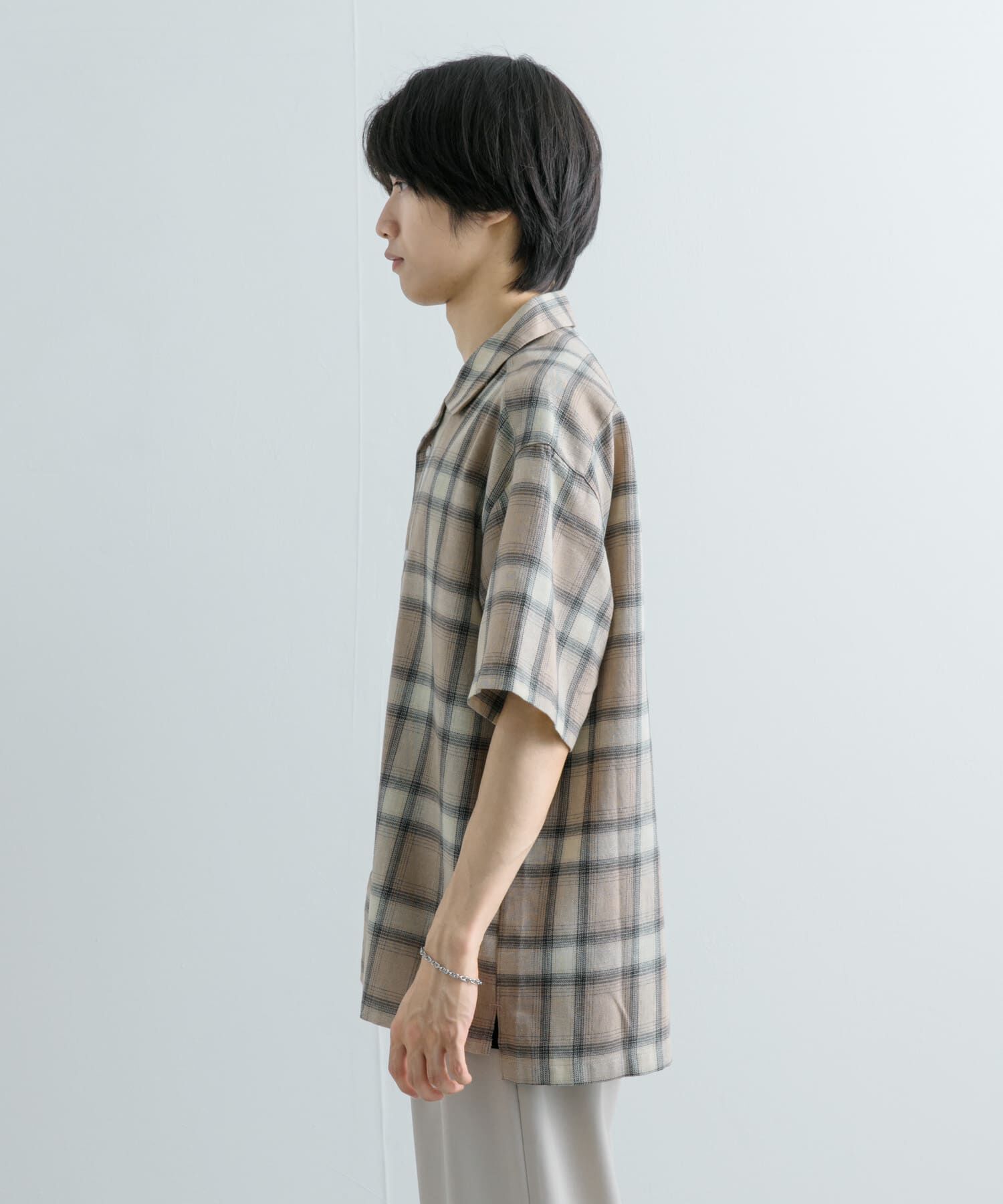 SENSE OF PLACE by URBAN RESEARCH「『Sサイズあり』『ユニセックス』オンブレチェックオープンカラーシャツ」|シャツ・ブラウス|