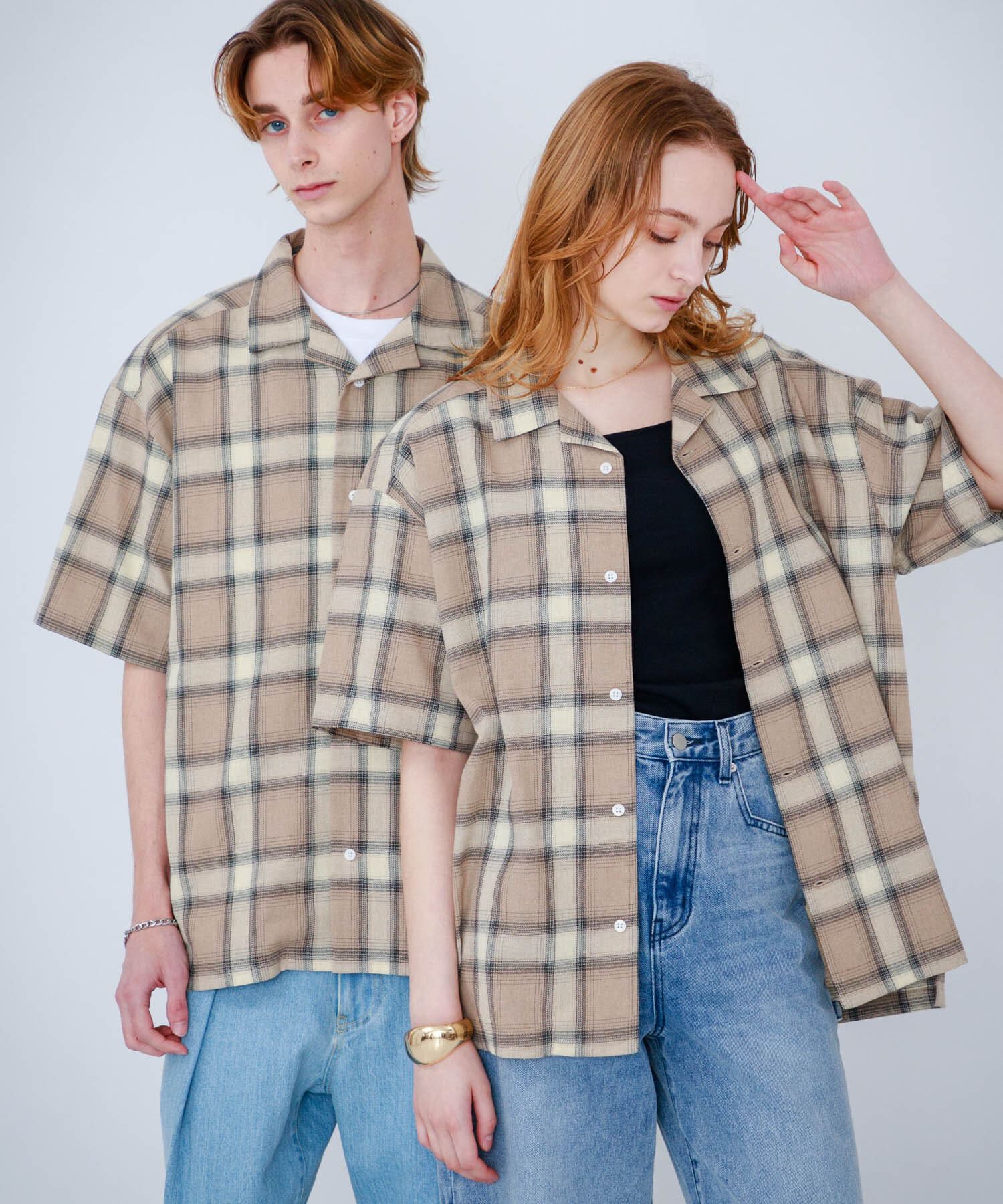 SENSE OF PLACE by URBAN RESEARCH「『Sサイズあり』『ユニセックス』オンブレチェックオープンカラーシャツ」|シャツ・ブラウス|