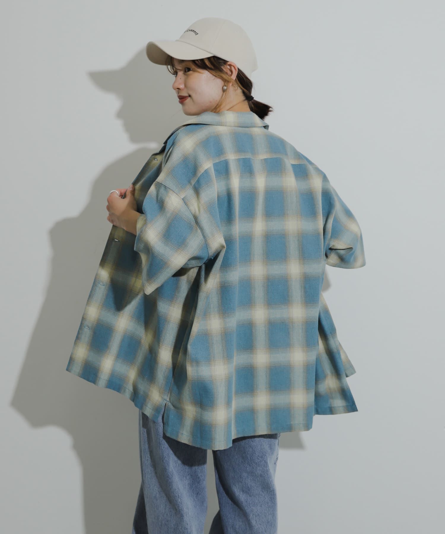 SENSE OF PLACE by URBAN RESEARCH「『Sサイズあり』『ユニセックス』オンブレチェックオープンカラーシャツ」|シャツ・ブラウス|