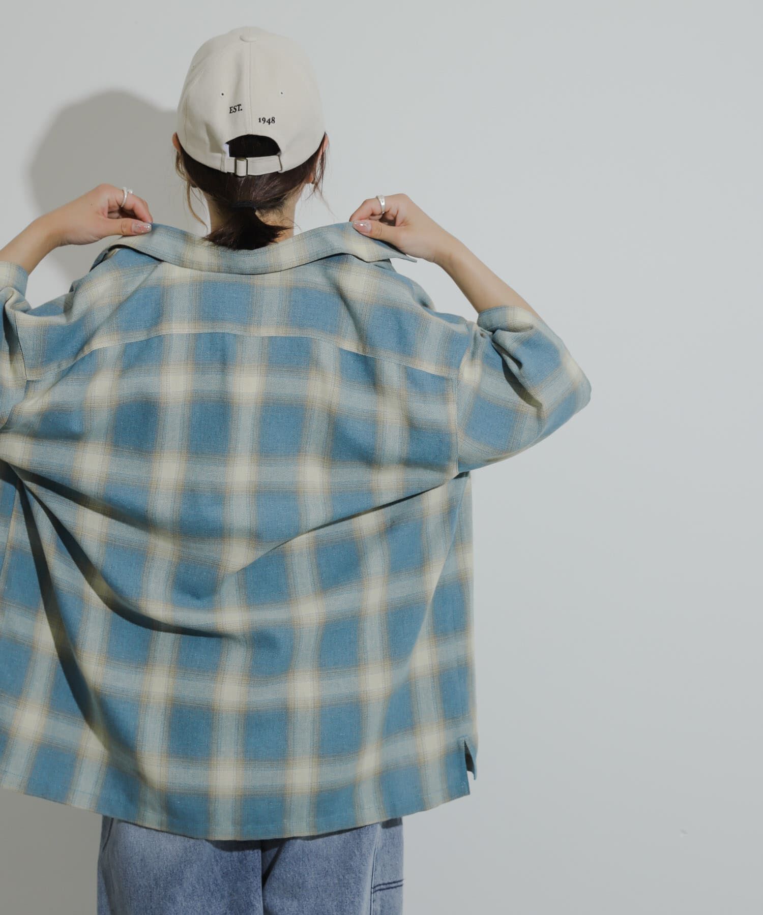 SENSE OF PLACE by URBAN RESEARCH「『Sサイズあり』『ユニセックス』オンブレチェックオープンカラーシャツ」|シャツ・ブラウス|