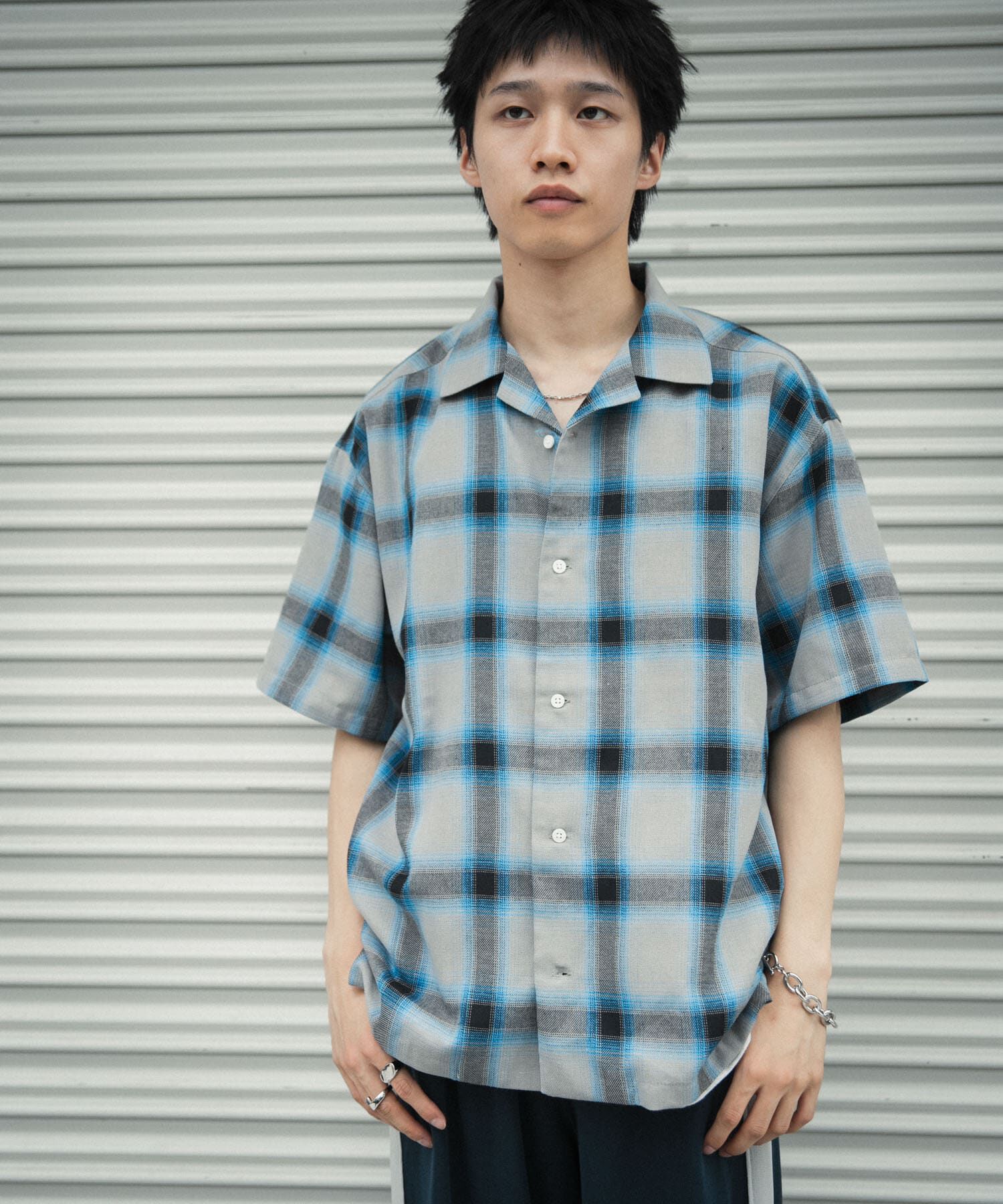 SENSE OF PLACE by URBAN RESEARCH「『Sサイズあり』『ユニセックス』オンブレチェックオープンカラーシャツ」|シャツ・ブラウス|