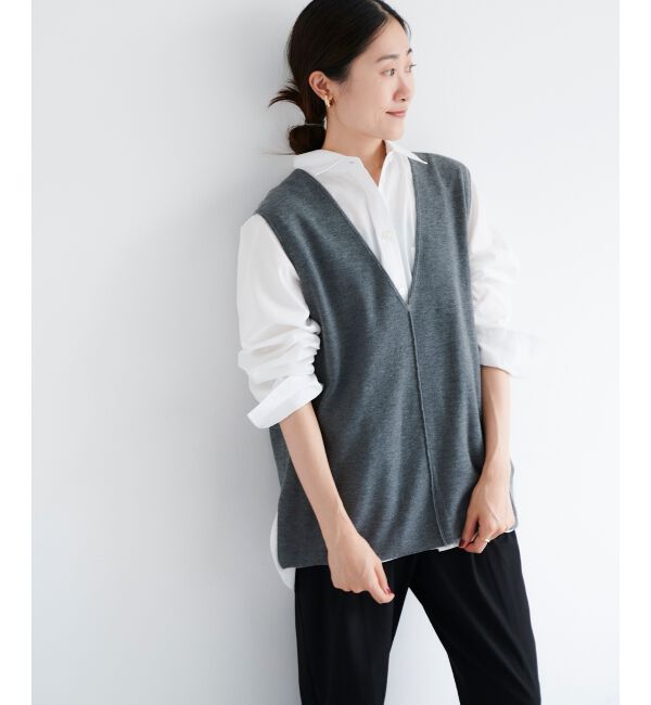 le.coeur blanc「ハーフミラノリブニットベスト」|ニット・セーター|