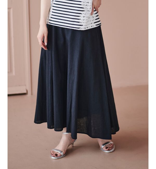le.coeur blanc「コットン麻マーメイドスカート」|スカート|ネイビー