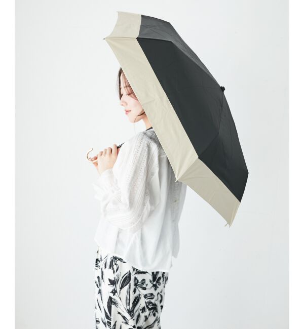 le.coeur blanc「PUバイカラー折りたたみ傘」|傘|ブラック