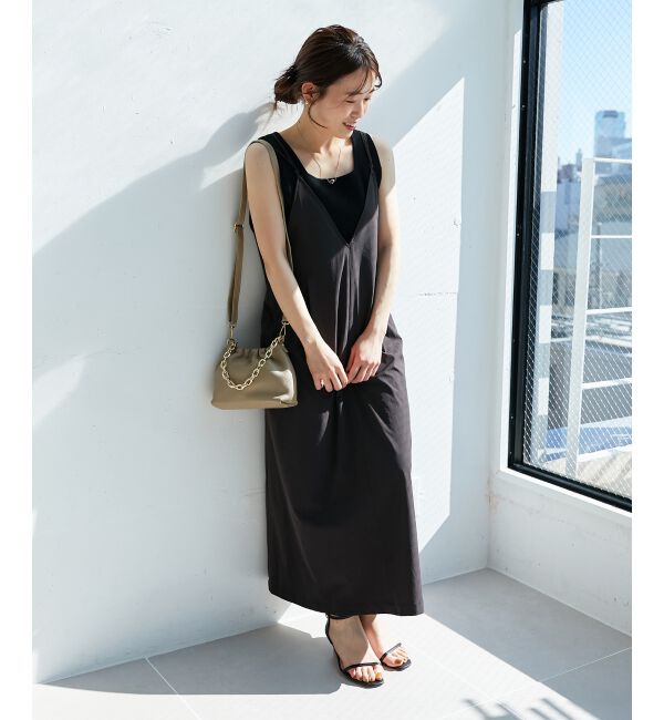  「ナイロンVネックキャミワンピース」|ワンピース|