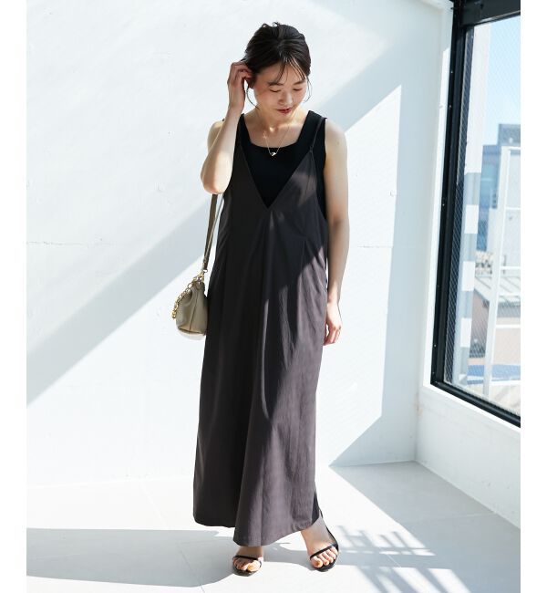  「ナイロンVネックキャミワンピース」|ワンピース|
