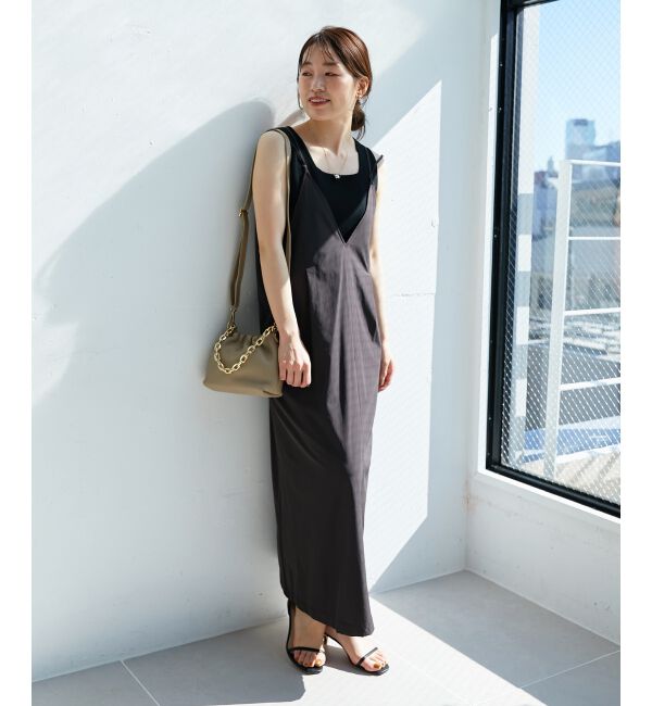  「ナイロンVネックキャミワンピース」|ワンピース|