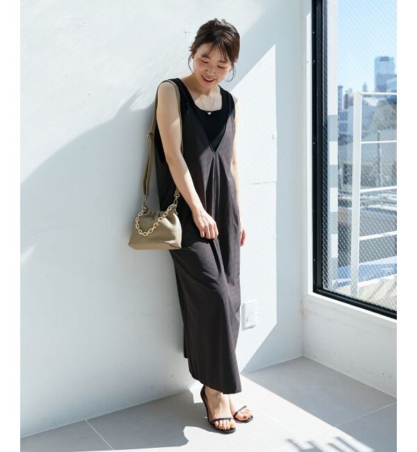  「ナイロンVネックキャミワンピース」|ワンピース|