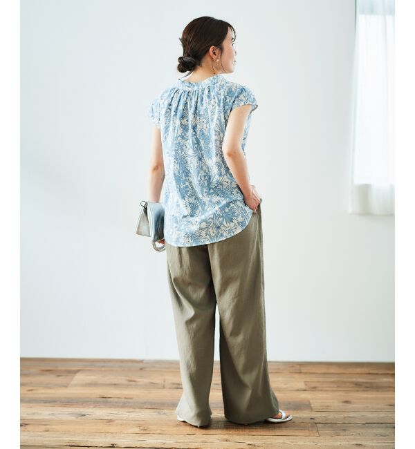  「ボタニカルプリントリボンフレンチブラウス」|シャツ・ブラウス|