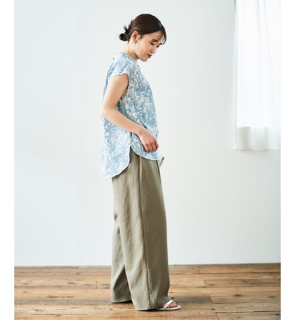  「ボタニカルプリントリボンフレンチブラウス」|シャツ・ブラウス|