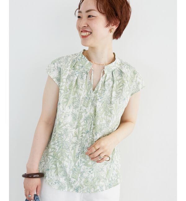  「ボタニカルプリントリボンフレンチブラウス」|シャツ・ブラウス|