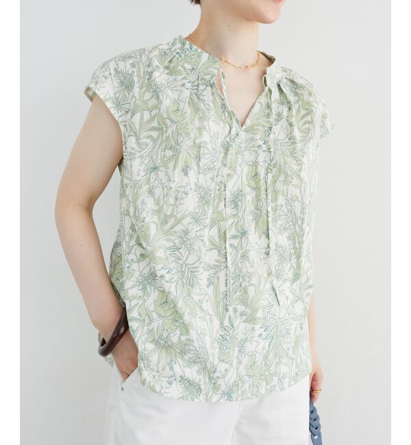  「ボタニカルプリントリボンフレンチブラウス」|シャツ・ブラウス|