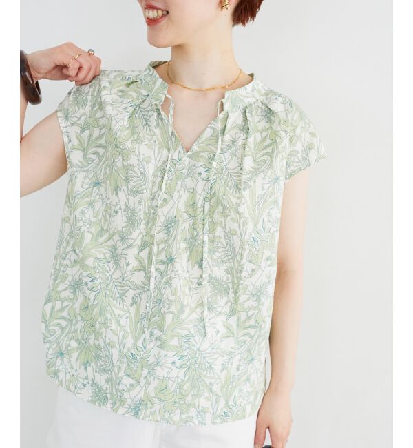  「ボタニカルプリントリボンフレンチブラウス」|シャツ・ブラウス|