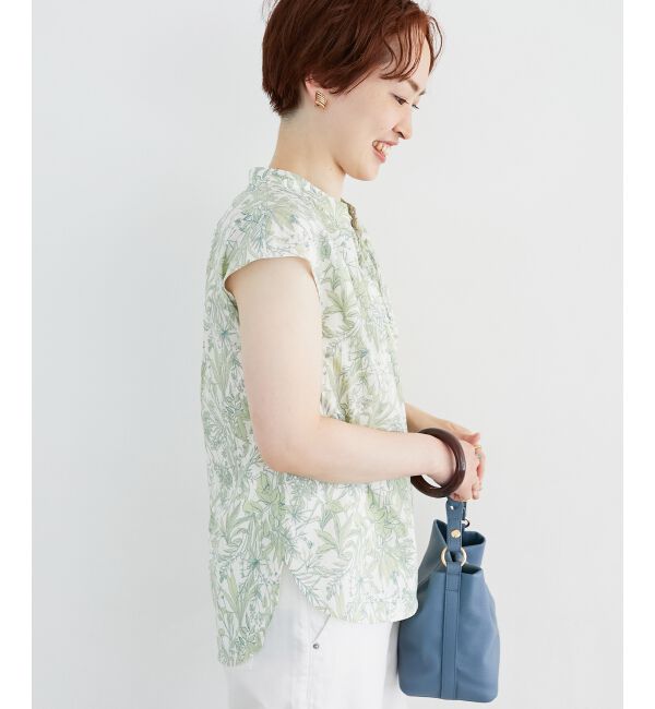  「ボタニカルプリントリボンフレンチブラウス」|シャツ・ブラウス|