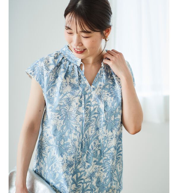  「ボタニカルプリントリボンフレンチブラウス」|シャツ・ブラウス|