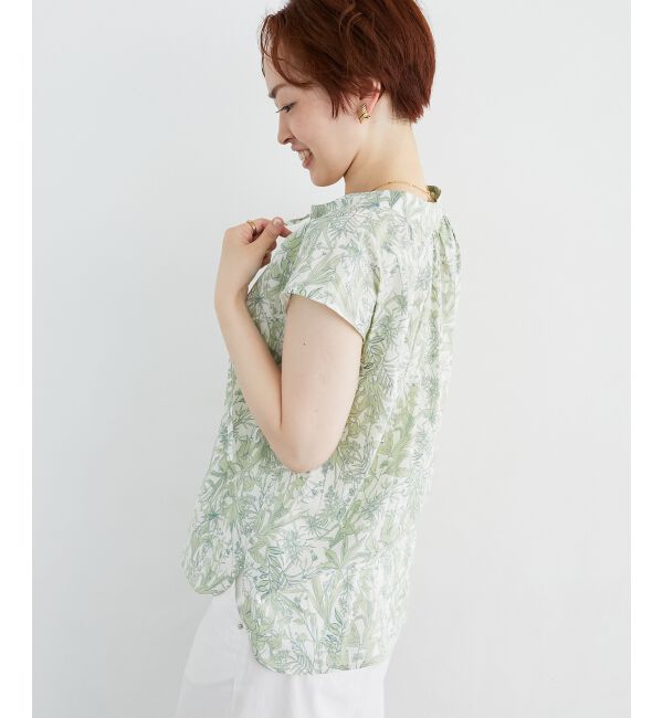  「ボタニカルプリントリボンフレンチブラウス」|シャツ・ブラウス|
