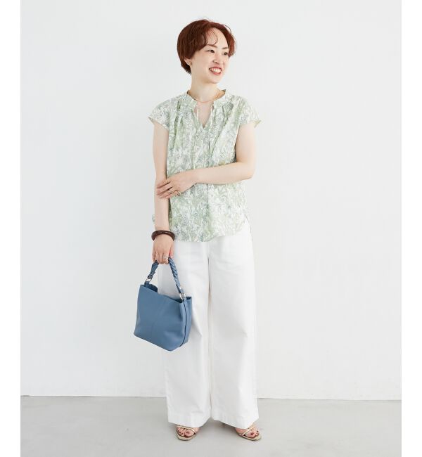  「ボタニカルプリントリボンフレンチブラウス」|シャツ・ブラウス|