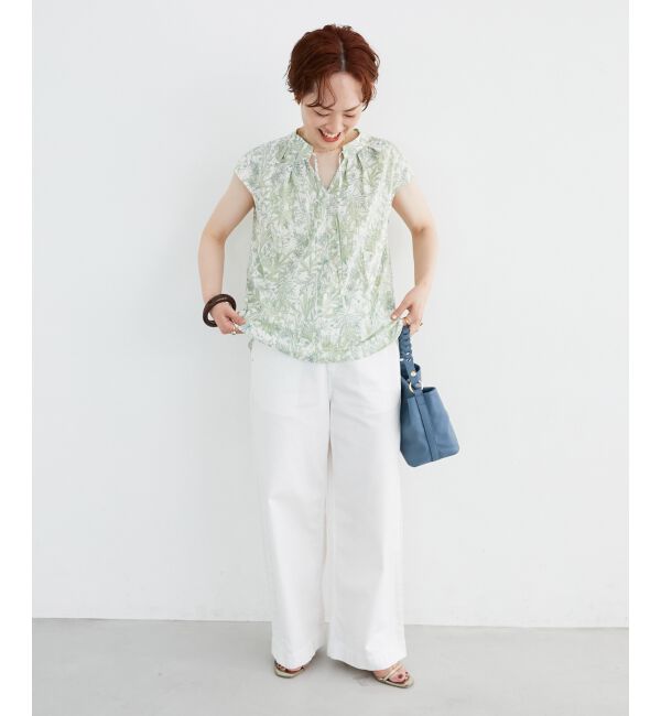  「ボタニカルプリントリボンフレンチブラウス」|シャツ・ブラウス|