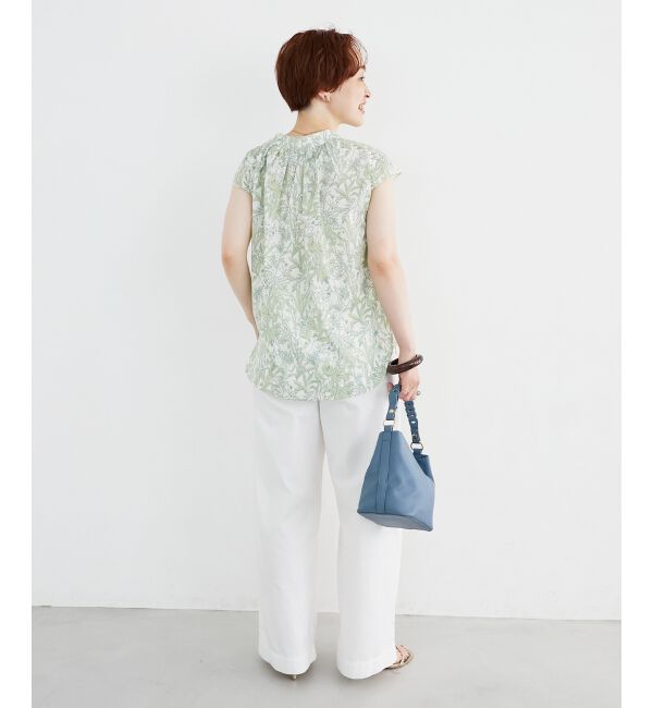  「ボタニカルプリントリボンフレンチブラウス」|シャツ・ブラウス|