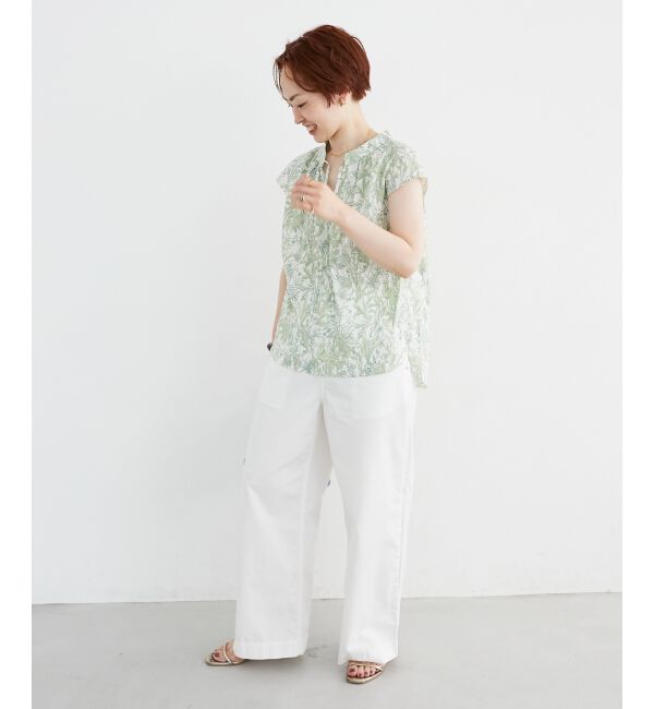  「ボタニカルプリントリボンフレンチブラウス」|シャツ・ブラウス|
