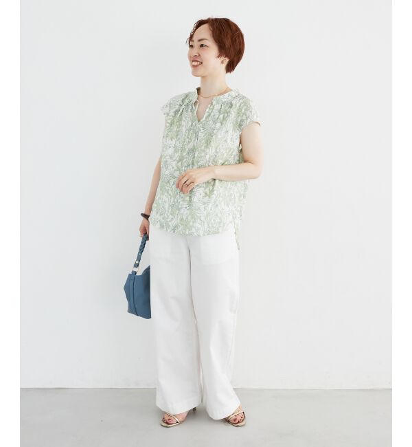  「ボタニカルプリントリボンフレンチブラウス」|シャツ・ブラウス|
