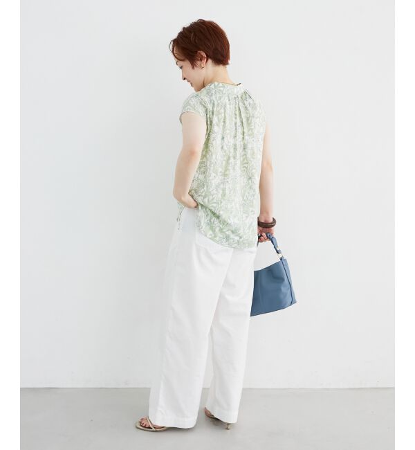  「ボタニカルプリントリボンフレンチブラウス」|シャツ・ブラウス|